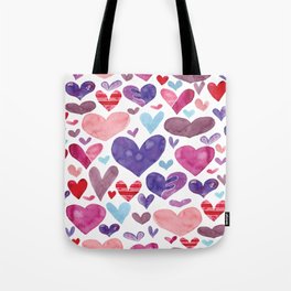 Bunch of Hearts Pattern - Pink Red Purple Blue Tote Bag