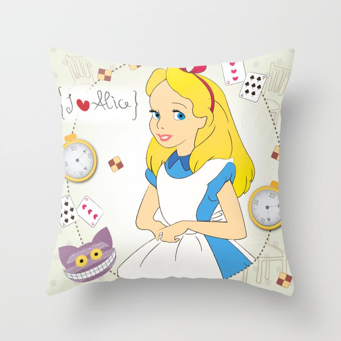 I {❤} Alice In Her Wonderland Throw Pillow