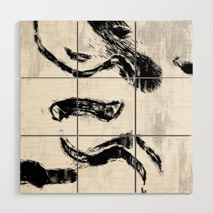 Abstract black and white Wood Wall Art