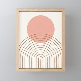 Pink Sun Mid-Century Full Framed Mini Art Print