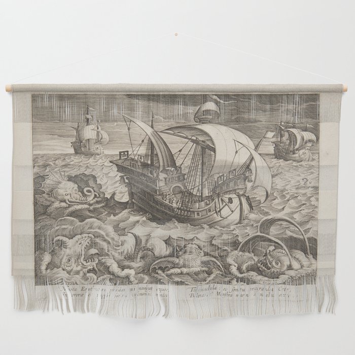 Medieval ship and monsters Wall Hanging