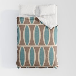 Retro Mid Century Modern Abstract Scandinavian Design 238 Blue and Brown and Beige Comforter