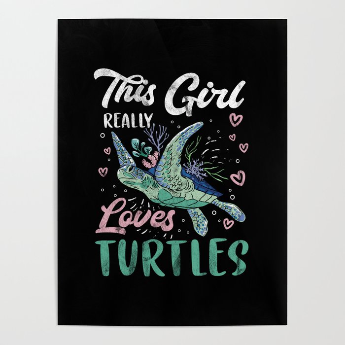 Turtle Relaxed Chilling Sea Ocean Beach Poster
