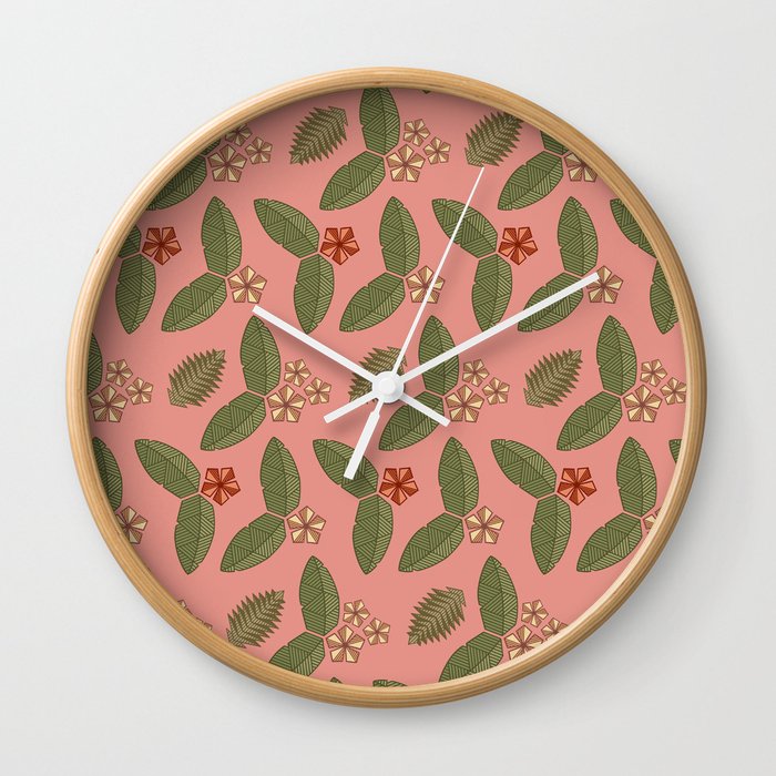 Polygn Floral ( Pink ) Wall Clock