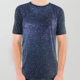 Abstract navy blue purple lavender glitter nebula All Over Graphic Tee
