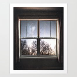 Window to the Stars | Forest and Birds Flying Above | Surrel Collage Art Print