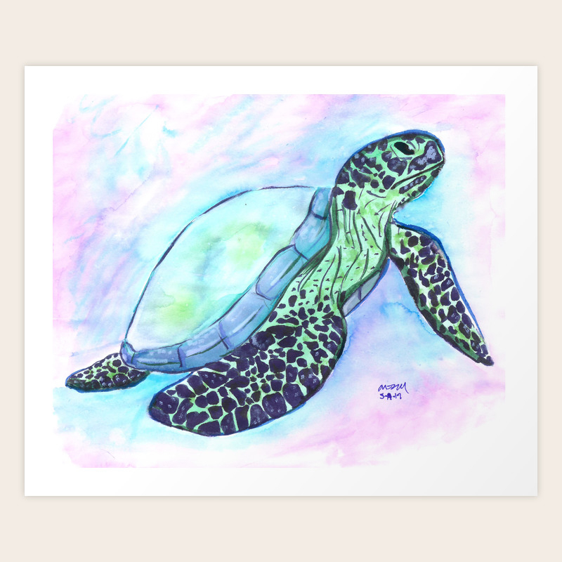 Save The Sea Turtles 50 Of Commission Is Donated To The World Wildlife Fund Art Print By Artbyalisonlove Society6