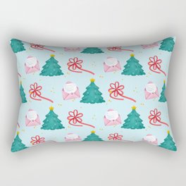 Christmas Pattern Watercolor Tree Ribbon Letter Rectangular Pillow