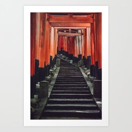 Red Arches of Fushimi Inari-taisha. Kyoto, Japan. Culture Travel Print - Photography Wall Art.  Art Print