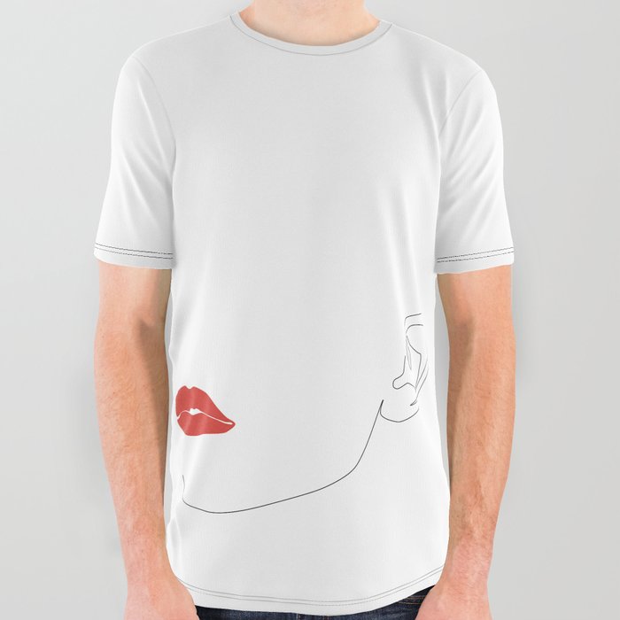 Red lip All Over Graphic Tee