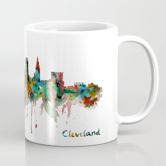 Cleveland Watercolor Skyline Coffee Mug