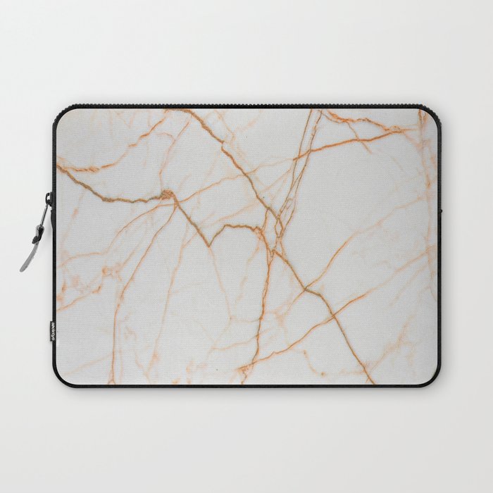 stylish minimalist trendy chic rose gold white marble Laptop Sleeve