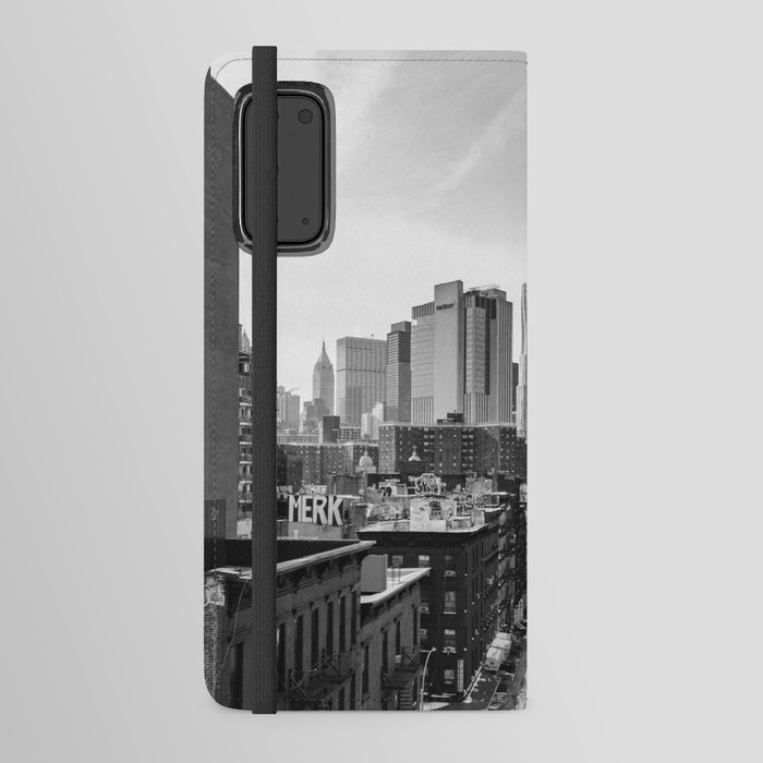 New York City Skyline Views | Black and White Panoramic Travel Photography Android Wallet Case