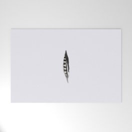 Minimalist Abstract Black and White Feather Welcome Mat