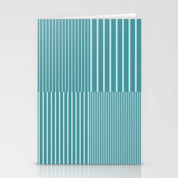 Stripes Pattern and Lines 15 in Teal Blue Green Stationery Cards