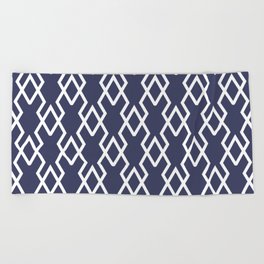 Navy and White Tessellation Line Pattern 19 Pairs DE 2022 Trending Color Singing the Blues DET576 Beach Towel