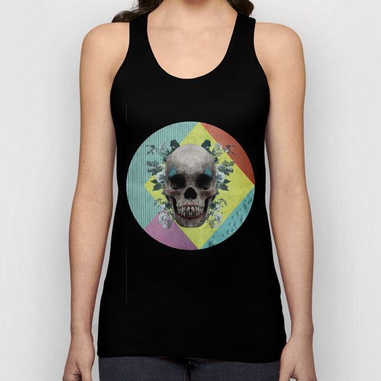skull getting' ready for halloween but didn't quite succeed Unisex Tank Top