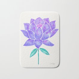 Sacred Lotus Blossom – Amethyst Turquoise Bath Mat | China, Nature, Waterlily, Lotusblossom, Buddhist, Curated, Zen, Catcoq, Lotus, Floral 