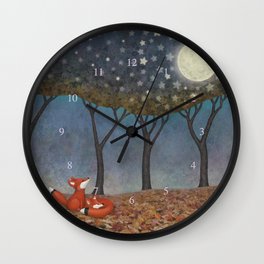 sleepy foxes Wall Clock