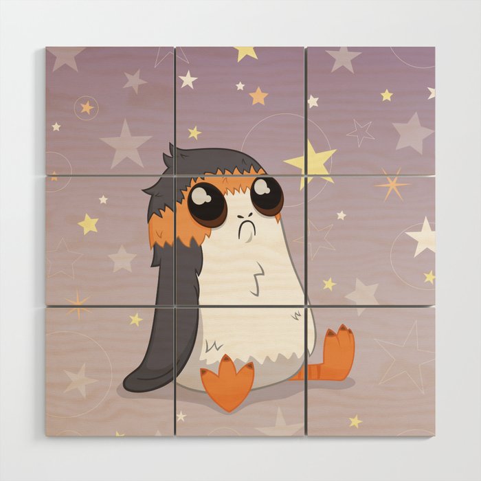 Space Puffin Cutie Wood Wall Art