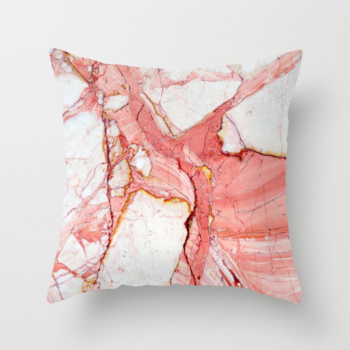 Pink Marble Throw Pillow