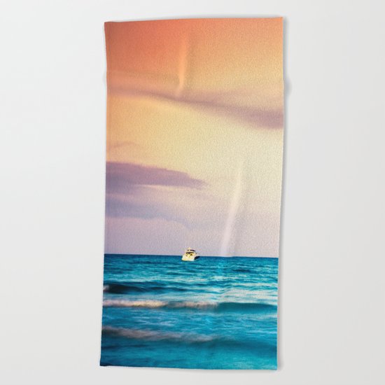 boats on the Mediterranean Beach Towel