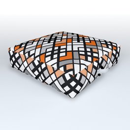 Abstract geometric pattern - orange and gray. Outdoor Floor Cushion