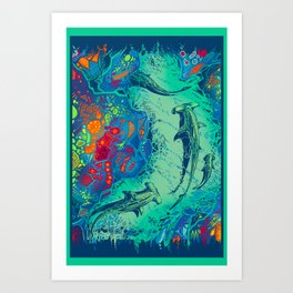 Polychromatic Floor Sharks Art Print