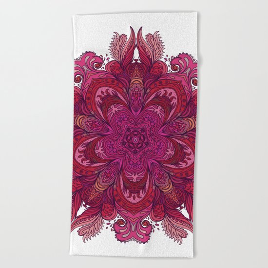 Pink Indian Mandala Beach Towel