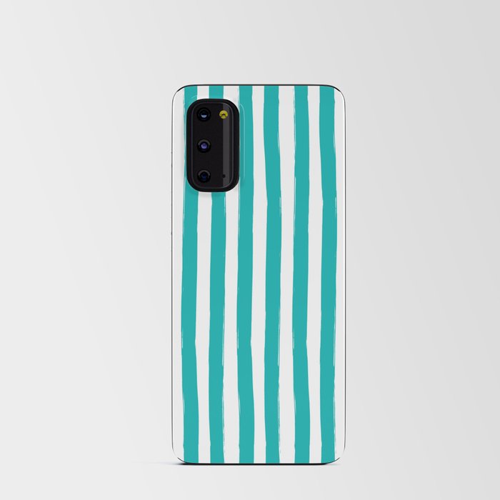 Turquoise and White Cabana Stripes Palm Beach Preppy Android Card Case