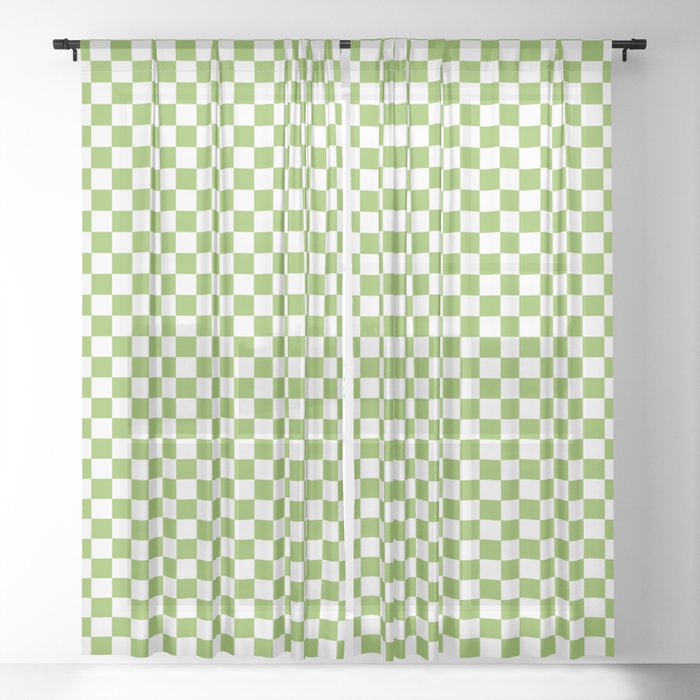 Chequerboard Pattern - Green Sheer Curtain