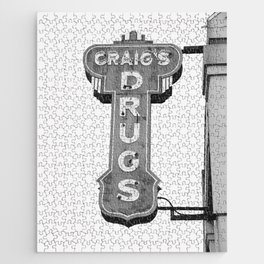 Vintage Drugstore Black and White Jigsaw Puzzle