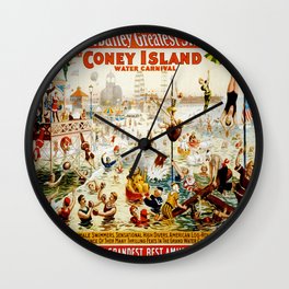 Vintage poster - Circus Wall Clock | Clowns, Hip, Colorful, Sideshow, Classic, Swimmers, Fun, Cool, Amusement, Advertisement 