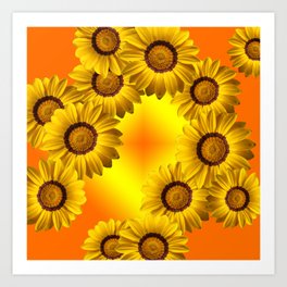 Yellow flowers in sunlight Art Print