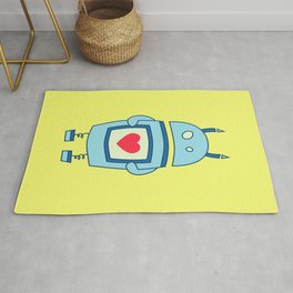 Cute Clumsy Robot With Heart Rug