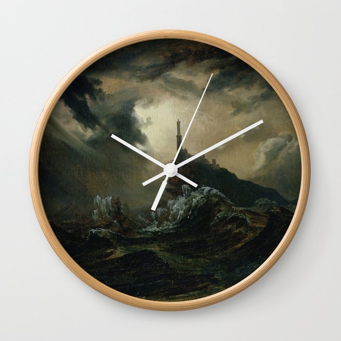 Stormy Sea with Lighthouse  - Carl Blechen  Wall Clock