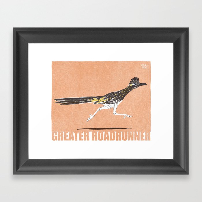 Retro-Modern bird collection, modern Greater Roadrunner Framed Art Print