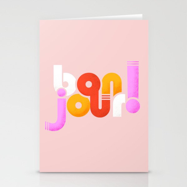 bonjour - french typography Stationery Cards