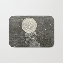 AROUND THE MOON - EMILE-ANTOINE BAYARD Bath Mat | Spooky, Scary, Beautiful, Illustration, Funny, Drawing, Art, Witch, Galaxy, Moon 