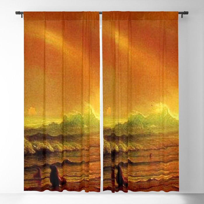 Classical Masterpiece Coastal Sunset by Albert Bierstadt Blackout Curtain
