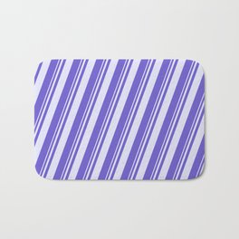 [ Thumbnail: Lavender & Slate Blue Colored Stripes Pattern Bath Mat ]
