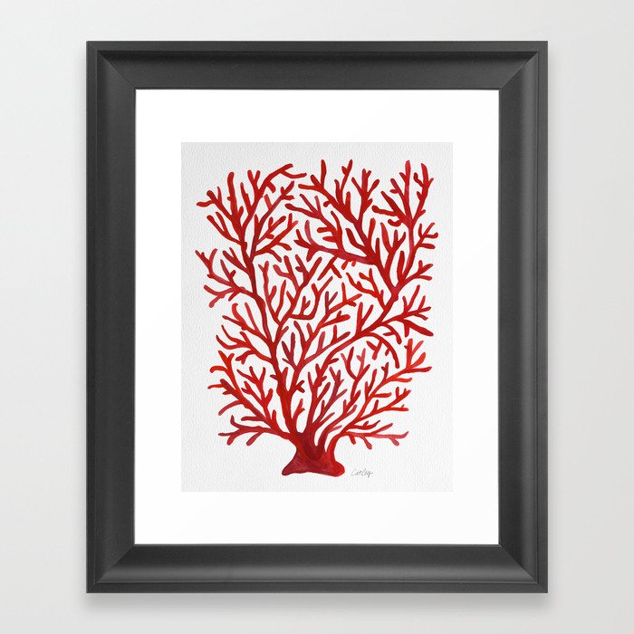 Red Coral Framed Art Print by catcoq | Society6
