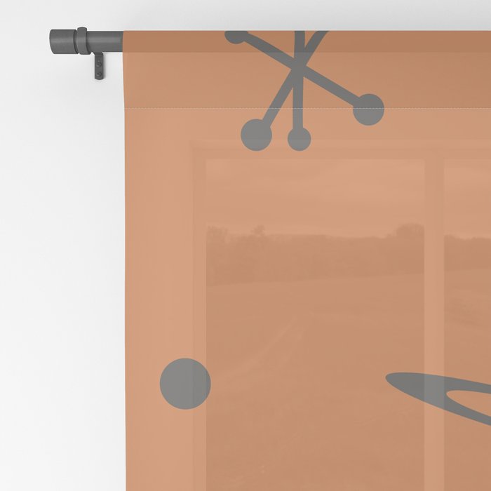 Atomic Era Space Age Burnt Orange Sheer Curtain By Zennykenny