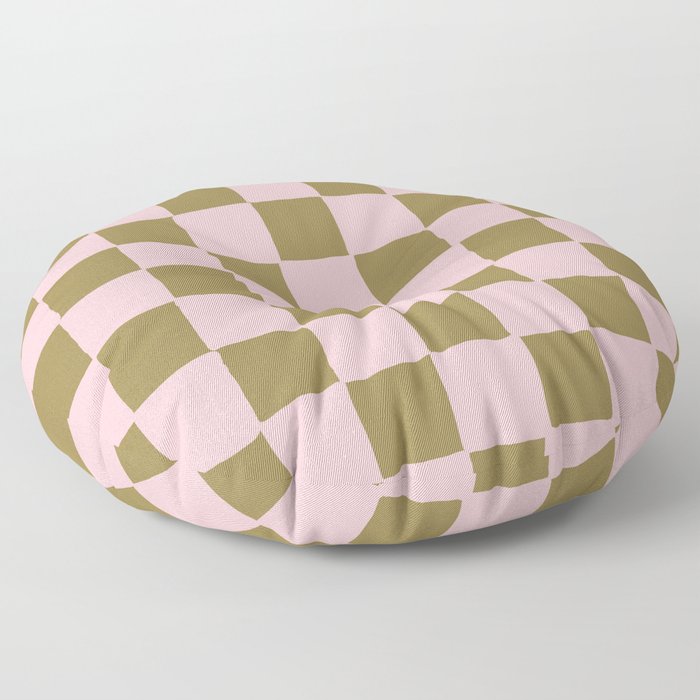 Sage Green + Pink Checkered Tiles Floor Pillow