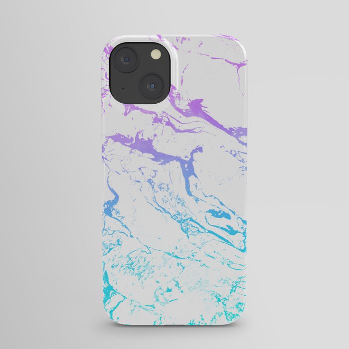White marble purple blue turquoise ombre watercolor mermaid pattern iPhone Case
