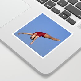 Woman diver flying through the air. Sticker