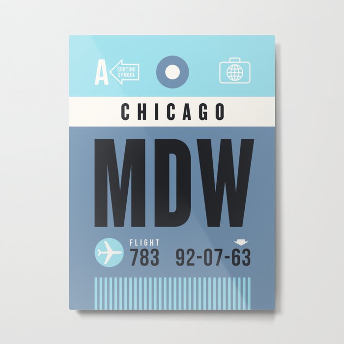 Luggage Tag A - MDW Chicago USA Metal Print