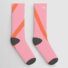 Abstract Retro Wavy lines pattern - Mauvelous and Orange Soda Socks