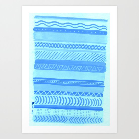 Tribal#1 (Blue) Art Print