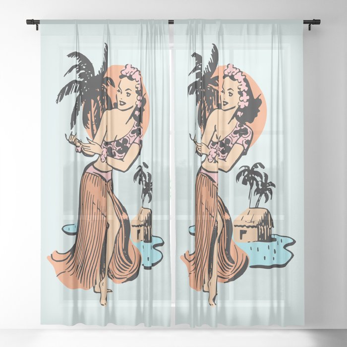Hawaiian Lady Sheer Curtain
